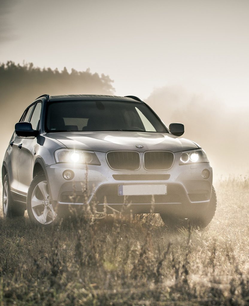 BMW with fog lights on